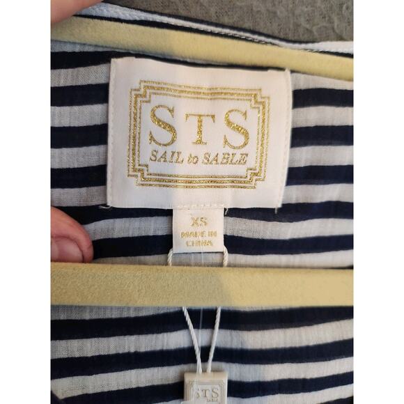 STS Sail to Sable Nautical‎ Blue & White Striped Tunic Tassel 100% Cotton XS NWT - Picture 7 of 11